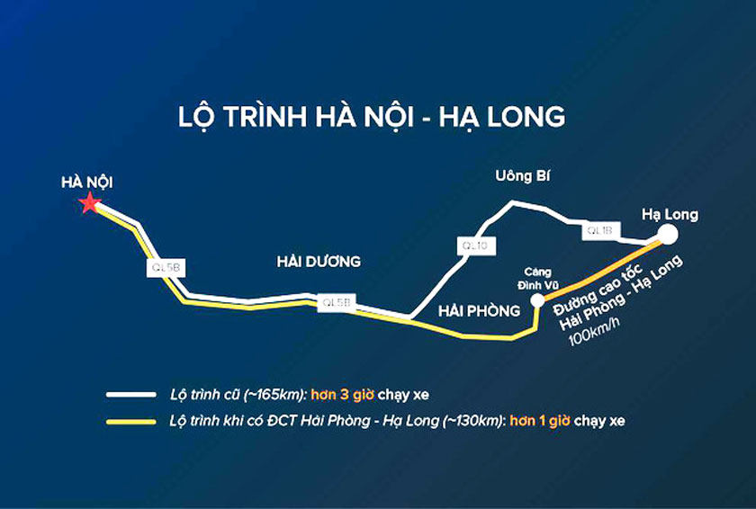 Bản đồ cao tốc Hà Nội - Hải Phòng - Hạ Long